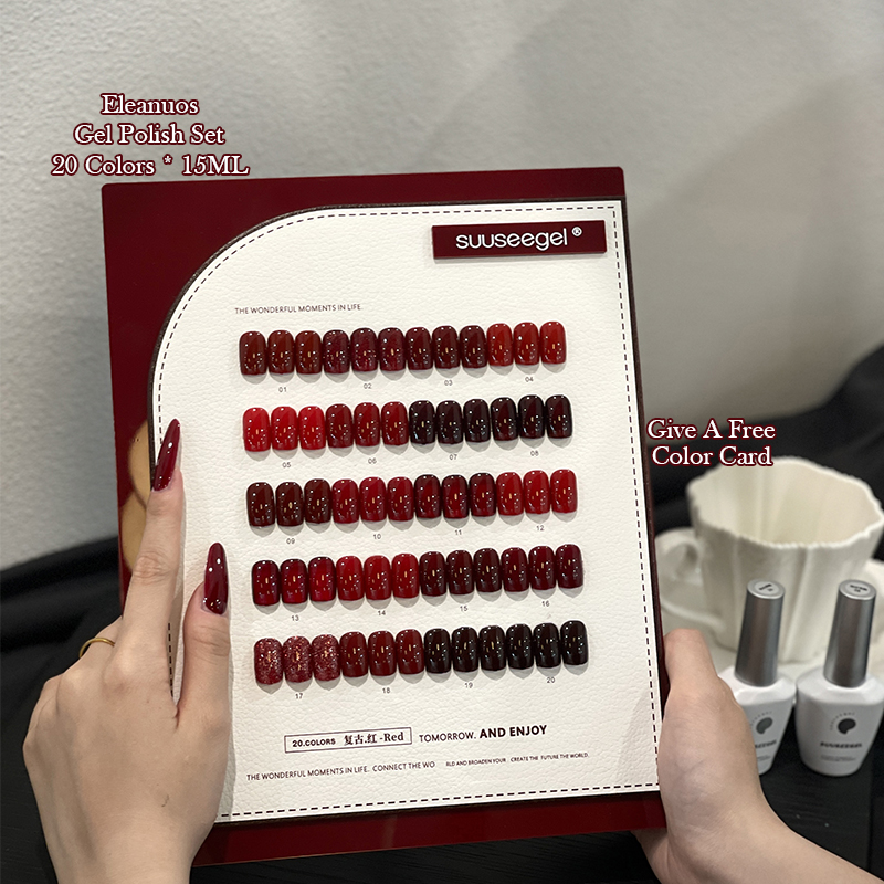 Color Checker Card - Eleanuo Autumn Red Series Gel Polishing