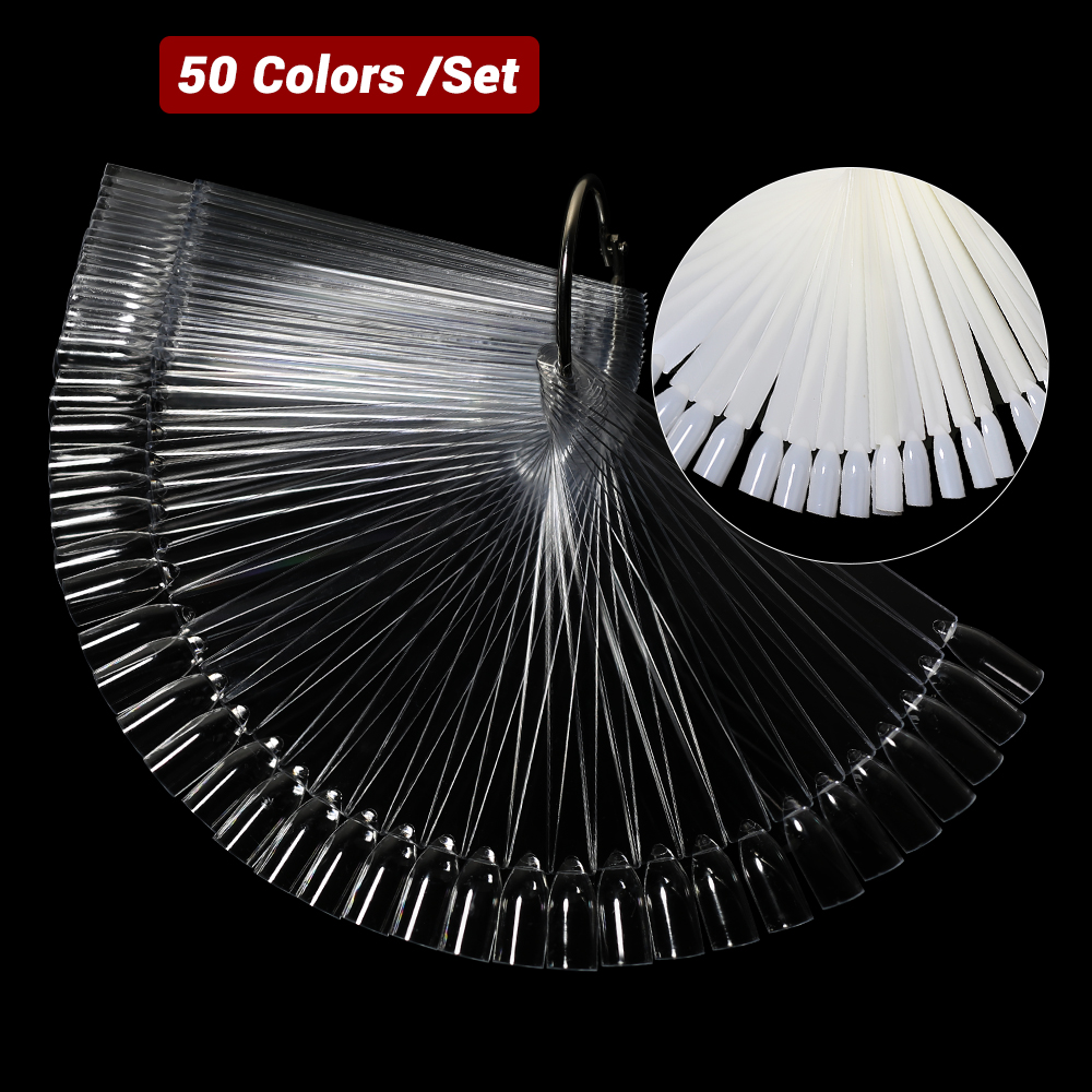 Color Checker Card - 50Pcs False Nail Display Sticks Clear