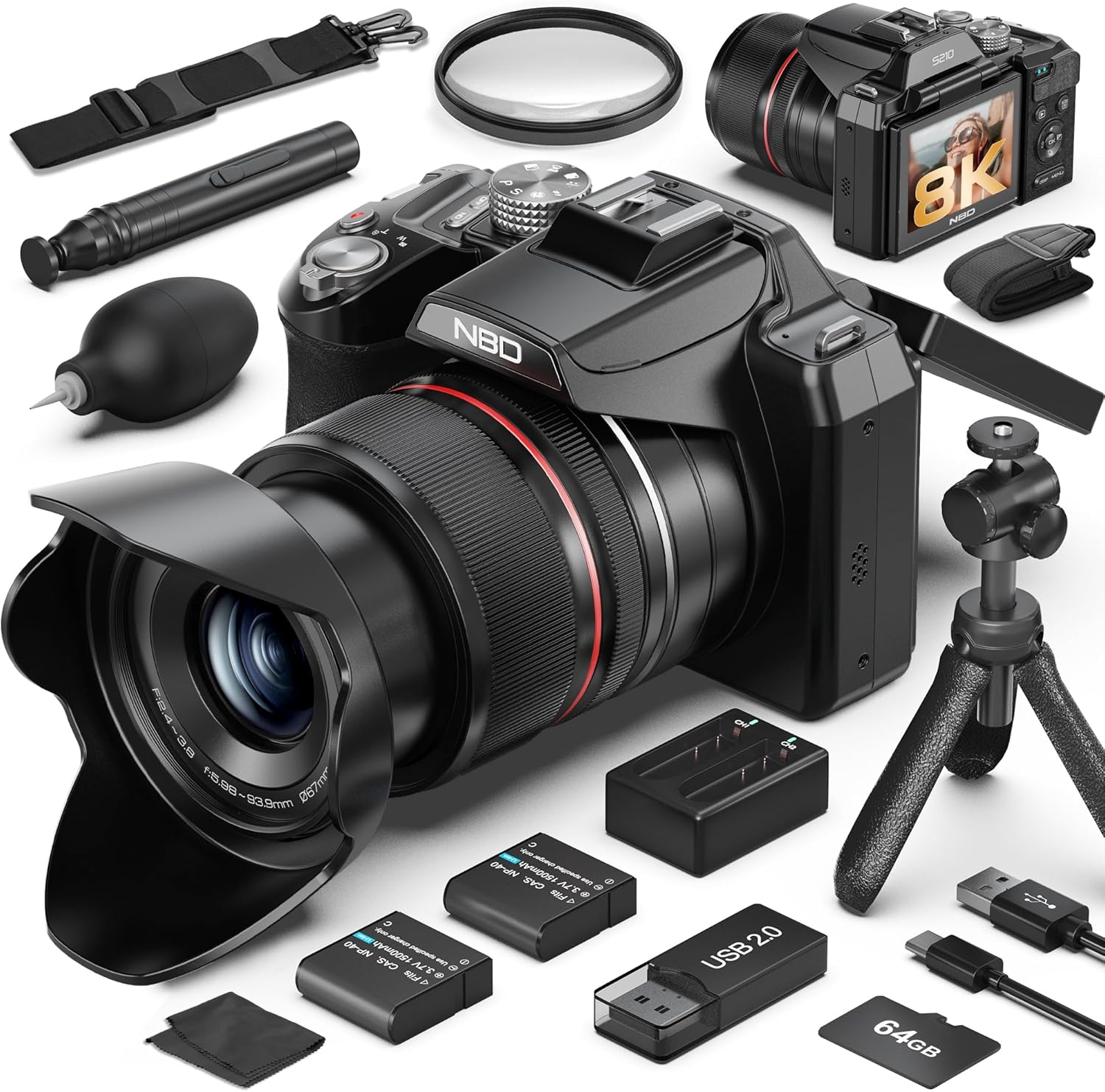 Photography Zooming - Professional 8K 64MP Photography Digital Camera,