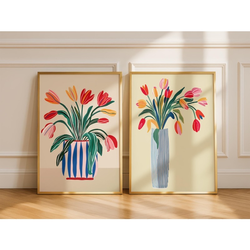 Photography Types - 2pcs Tulip Flowers Canvas Wall Art,