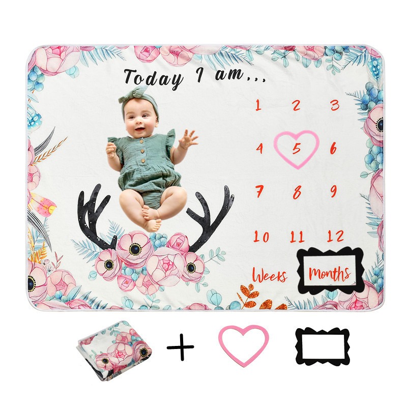 Photography Day - Digital Printed Flannel Milestone Blanket, Baby