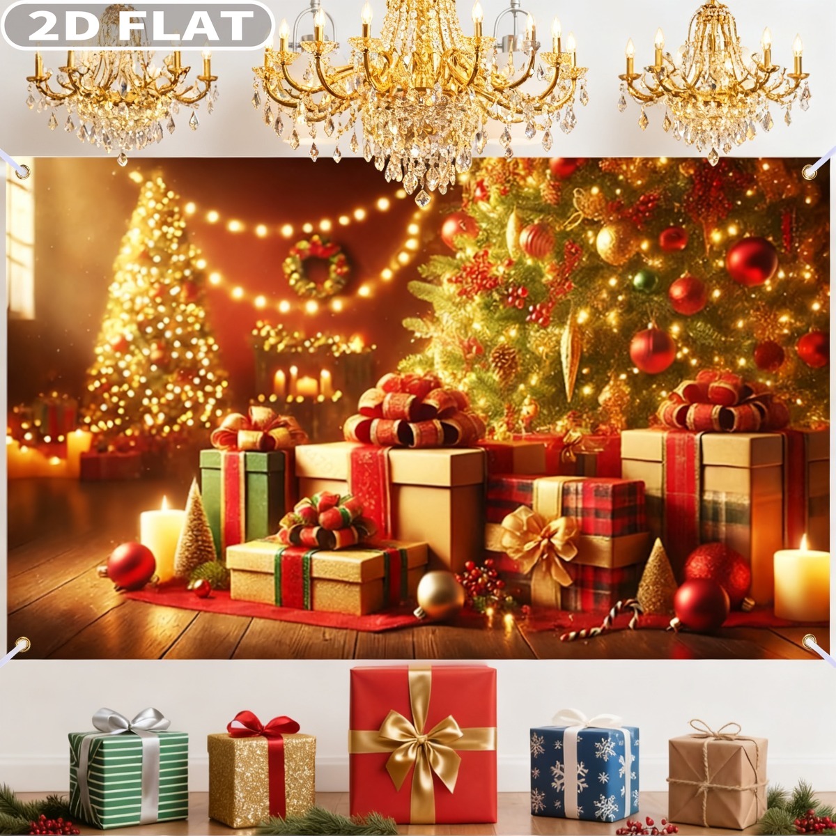 1pc Christmas Tree & Gifts Lar - Photography Background recension och pris