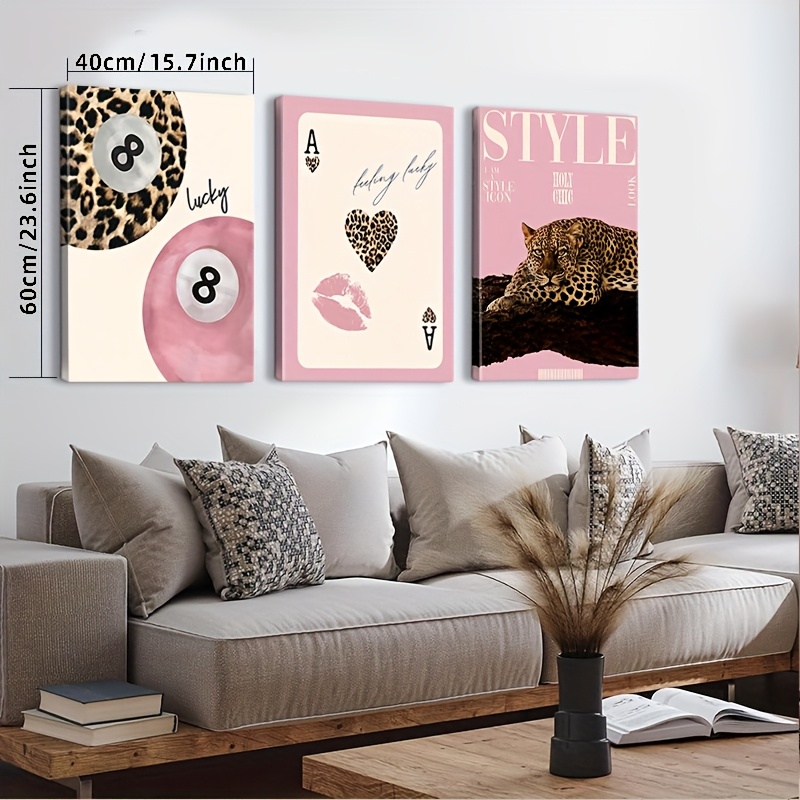 3pcs Leopard Cheetah Canvas Wa - Photography Types recension och pris
