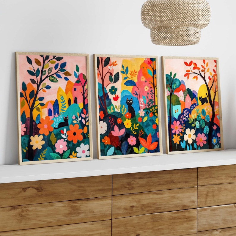 3pcs Modern Garden Black Cat W - Photography Types recension och pris