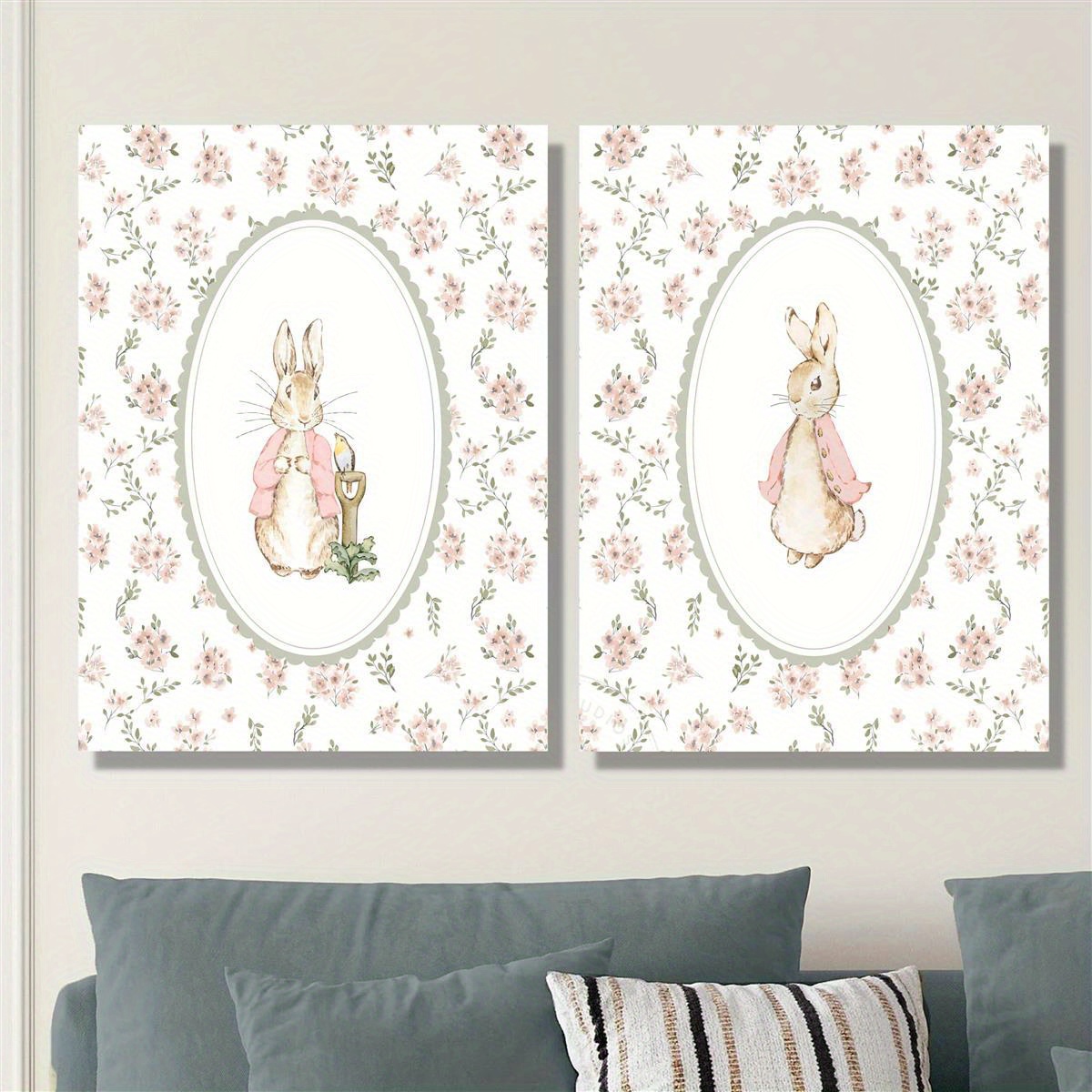 2pcs Retro Easter Rabbit Canva - Photography Types recension och pris