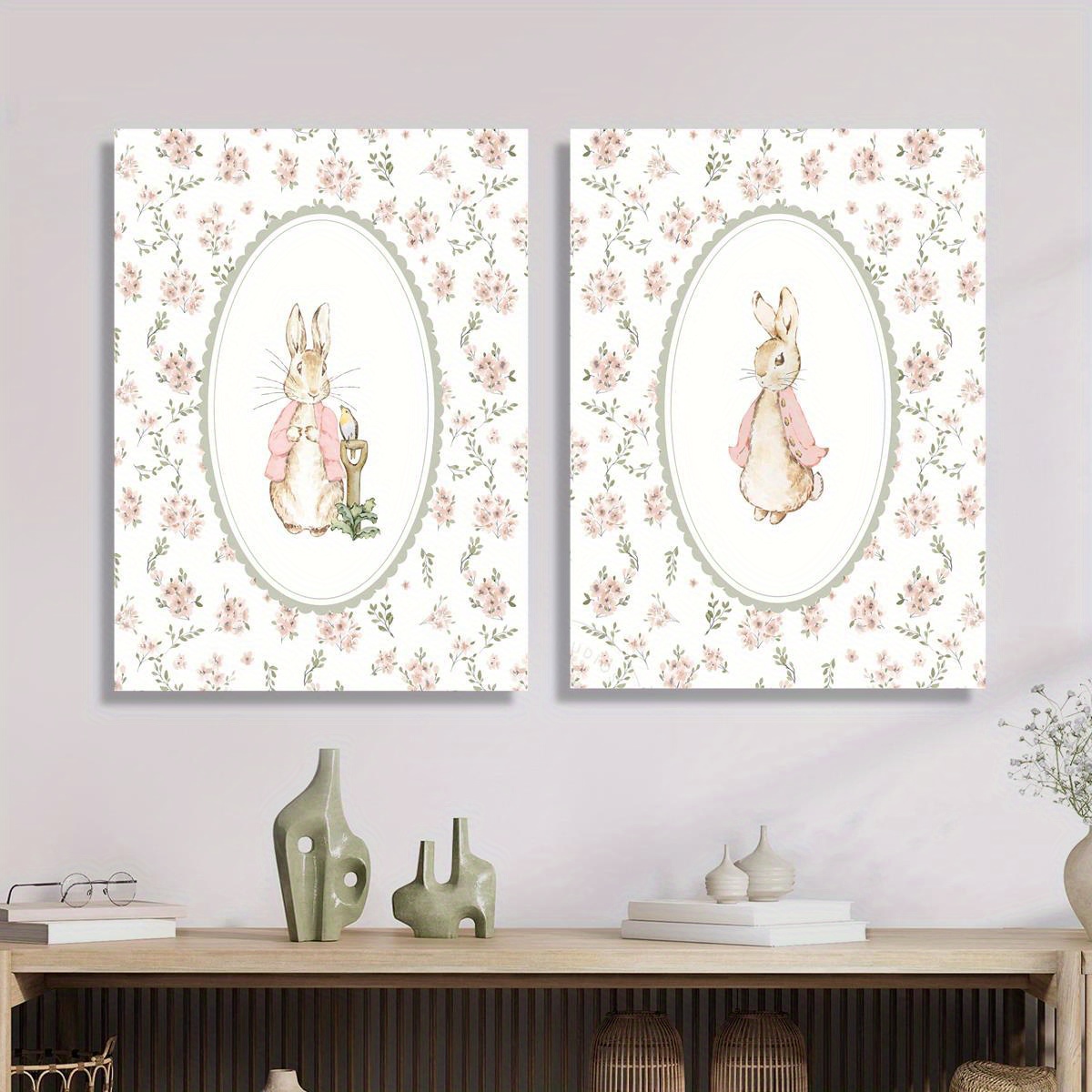 2pcs Retro Easter Rabbit Canva - Photography Types recension och pris